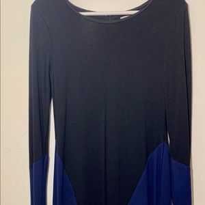Knee-length black and blue dress
